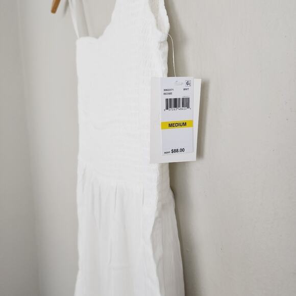 NEW Becca Swim White Ponza White Smocked One-Shoulder Swim Cover-Up Dress - Picture 6 of 11